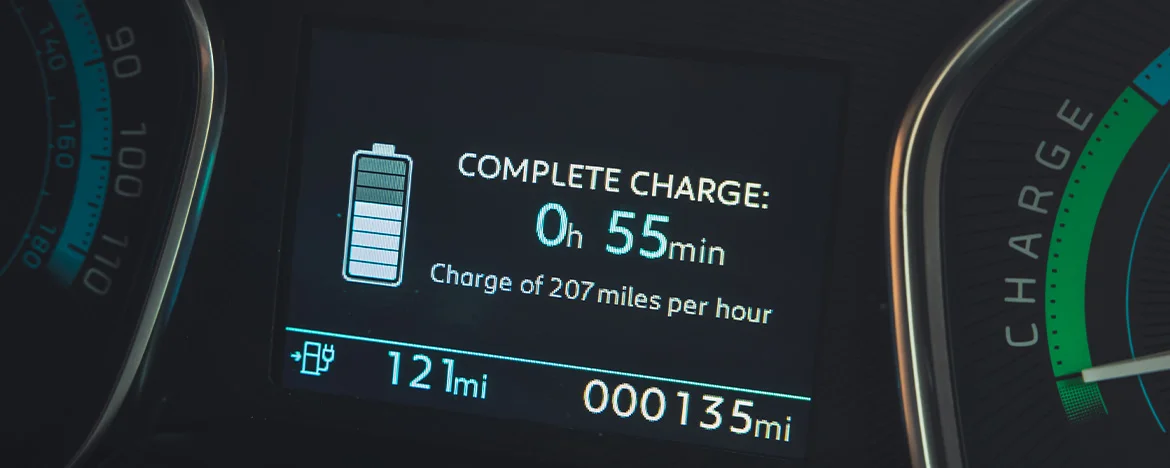 Close up of electric van charging screen