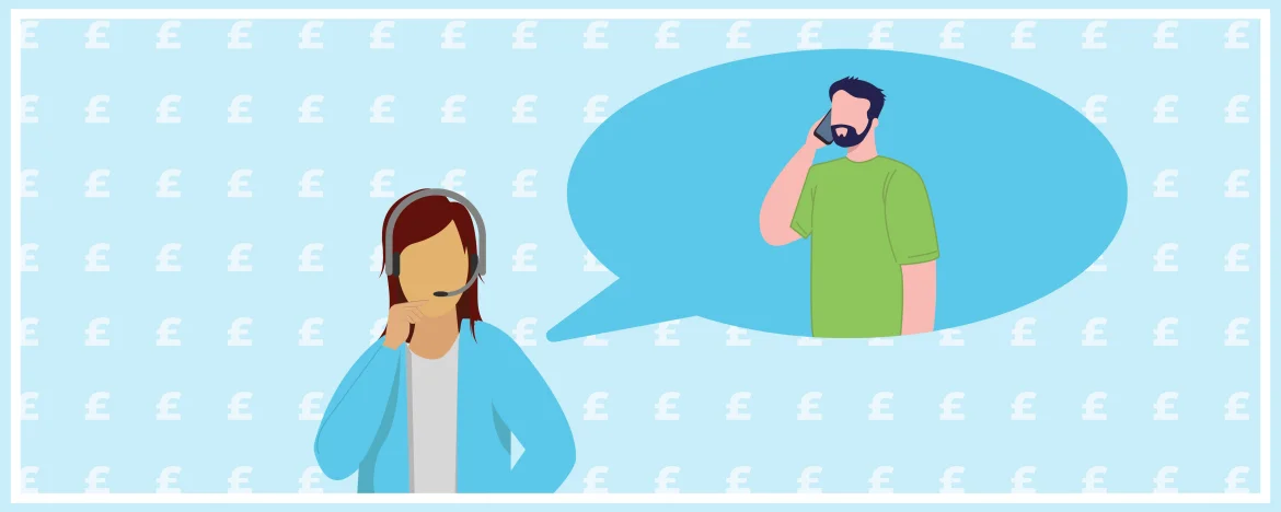 Carparison agent talking to customer