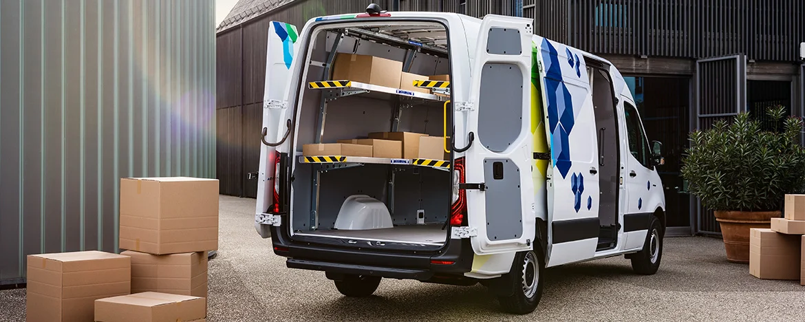 Mercedes-Benz e-Sprinter with rear doors open