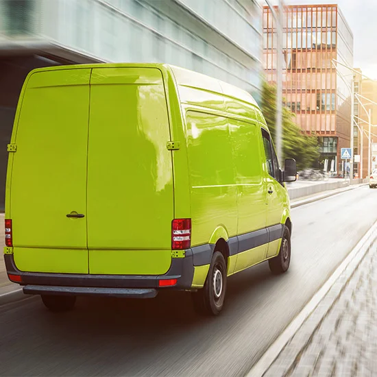 Green van rear view